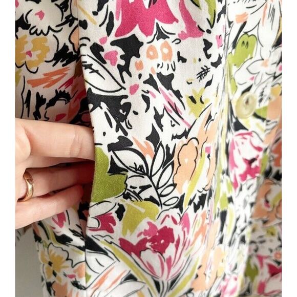 Kenar Jacket Women 8P Trench Coat Multicolor Floral Cotton Lined Bright Vibrant - Picture 5 of 12